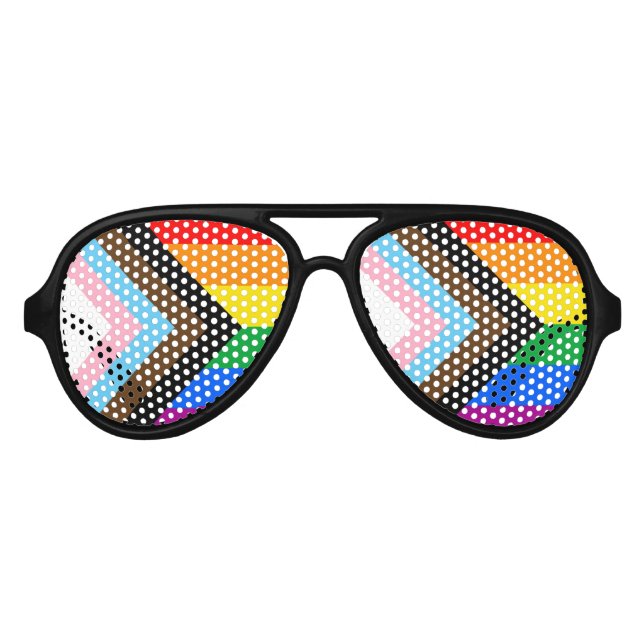 LGBTQ+ Progress Pride Aviator Sunglasses (Front)
