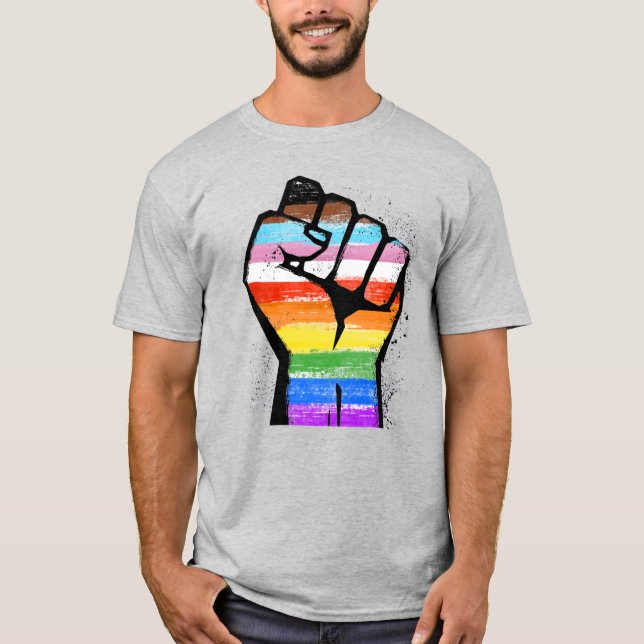 LGBTQ PROGRESS PRIDE FIST T-Shirt (Front)