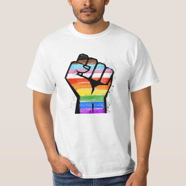LGBTQ PROGRESS PRIDE FIST T-Shirt (Front)
