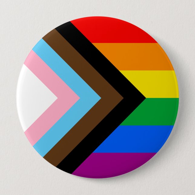 LGBTQ+ Progress Pride Flag 10 Cm Round Badge (Front)