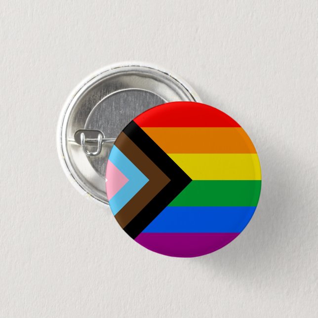 LGBTQ+ Progress Pride Flag 3 Cm Round Badge (Front & Back)