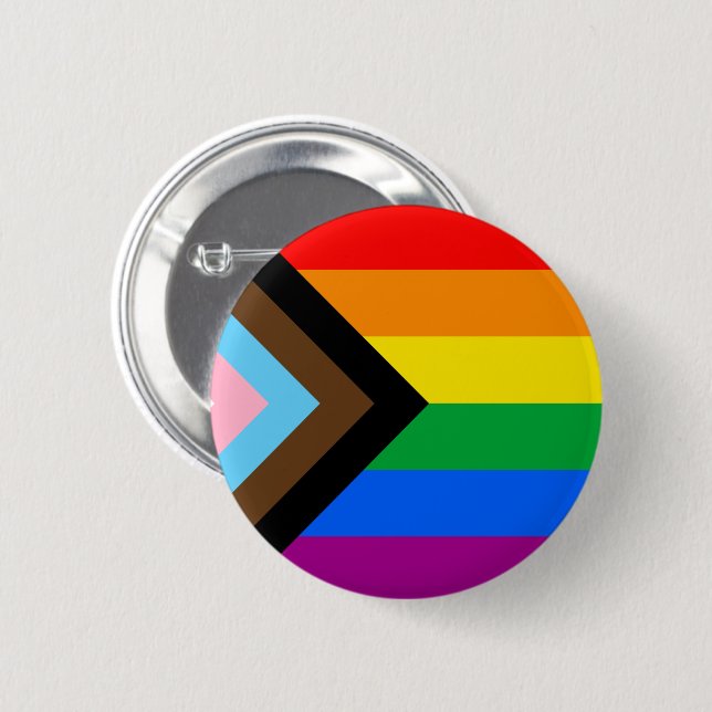 LGBTQ+ Progress Pride Flag 6 Cm Round Badge (Front & Back)