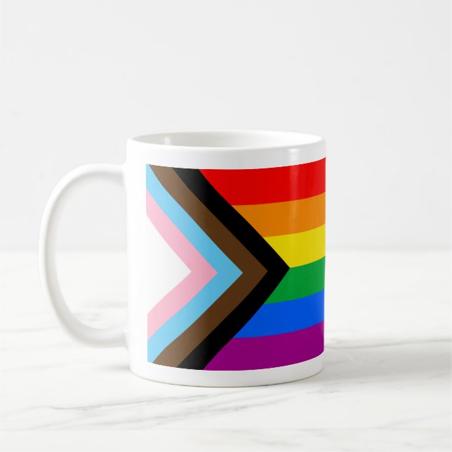 LGBTQ+ Progress Pride Flag Coffee Mug (Left)