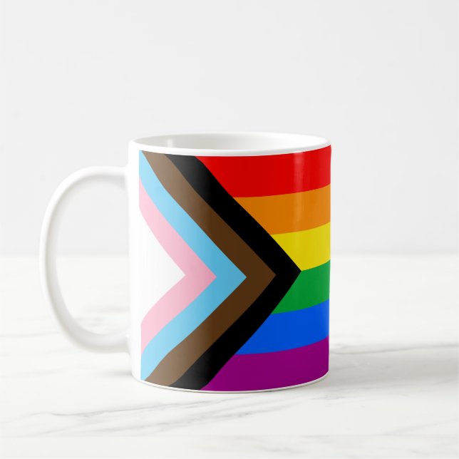 LGBTQ+ Progress Pride Flag Coffee Mug (Left)