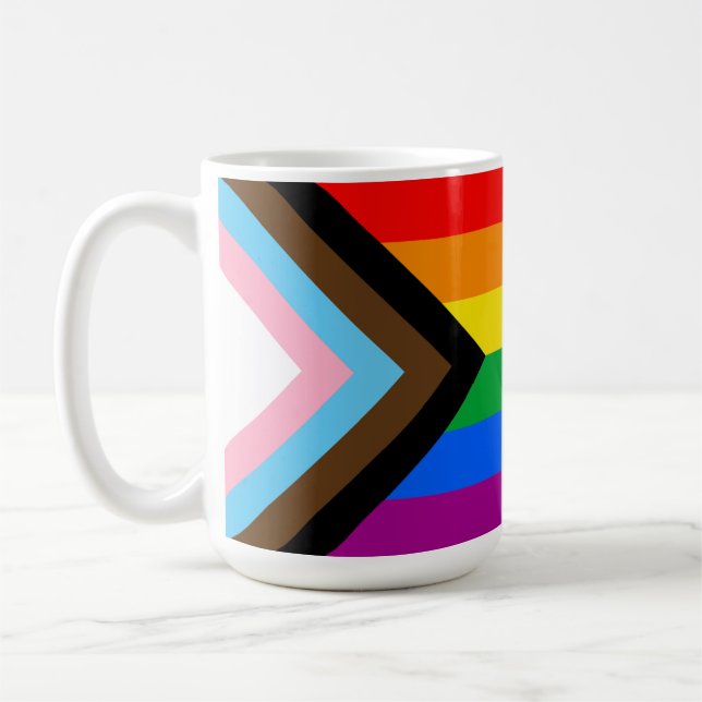 LGBTQ+ Progress Pride Flag Coffee Mug (Left)