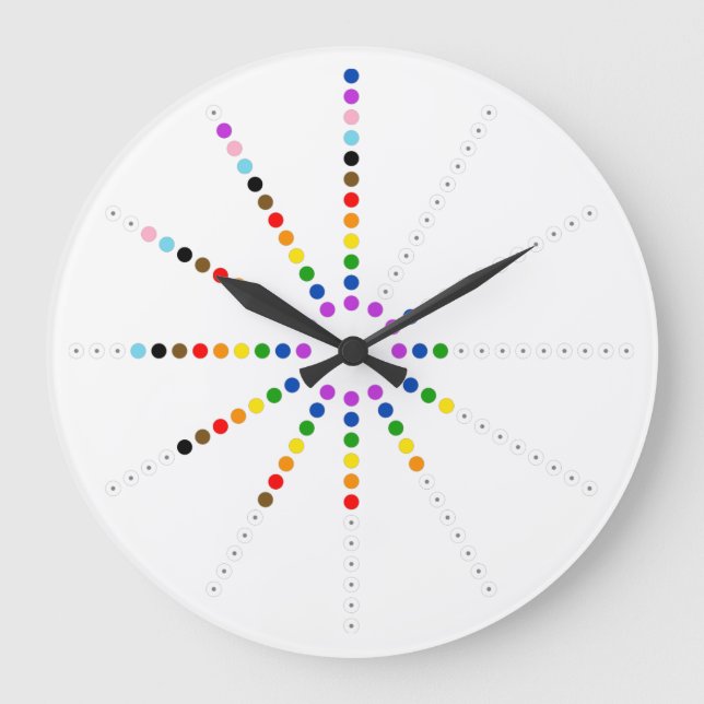 LGBTQ+ Progress Pride Flag Polka Dot Geeky Large Clock (Front)