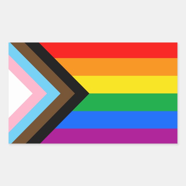 LGBTQ+ Progress Pride Flag Rectangular Sticker (Front)