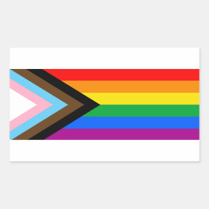 LGBTQ+ Progress Pride Flag Rectangular Sticker