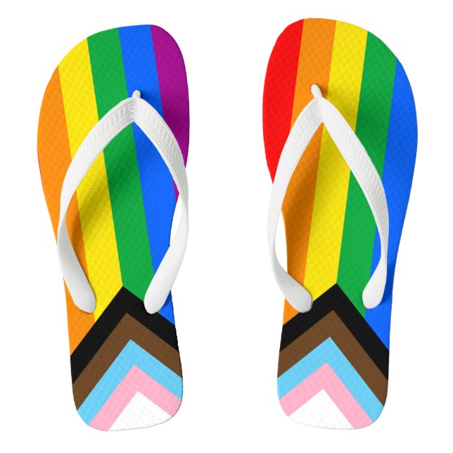 LGBTQ+ Progress Pride Flag Thongs (Footbed)