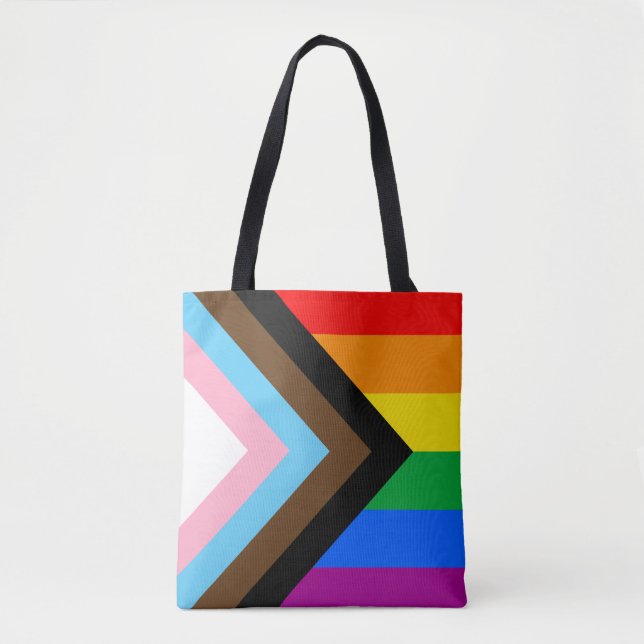 LGBTQ+ Progress Pride Flag Tote Bag (Front)