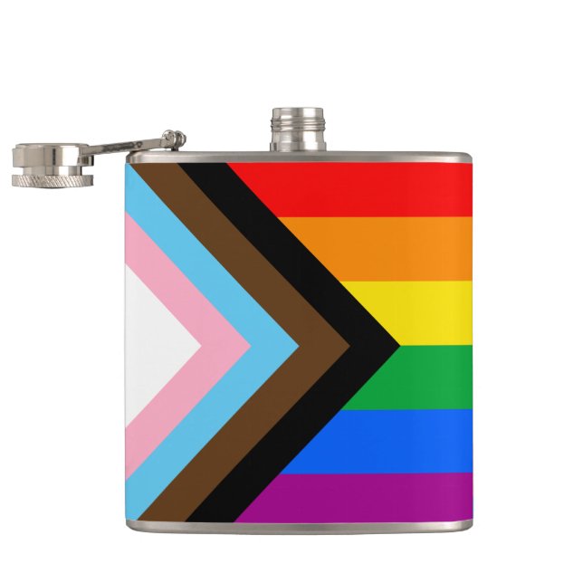 LGBTQ+ Progress Pride Hip Flask (Opened)