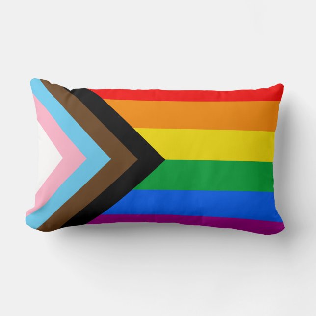 LGBTQ+ Progress Pride Lumbar Cushion (Front)