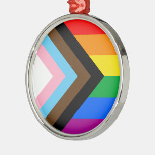 LGBTQ+ Progress Pride Metal Ornament