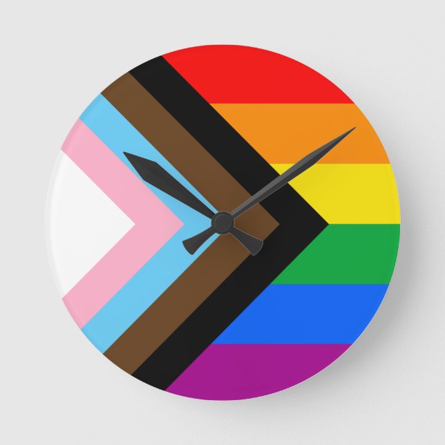 LGBTQ+ Progress Pride Round Clock (Front)