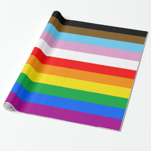 LGBTQ+ Progress Pride Striped Wrapping Paper