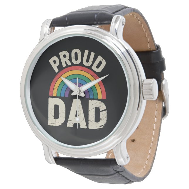 LGBTQ Proud Dad Gay Pride LGBT Ally Father's Day Watch (Angled)