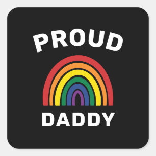 LGBTQ Proud Daddy Gay Pride Rainbow Father's Day Square Sticker