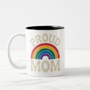LGBTQ Proud Mum Gay Pride Rainbow Mother's Day Two-Tone Coffee Mug