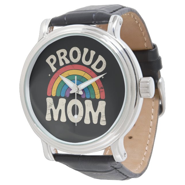 LGBTQ Proud Mum Gay Pride Rainbow Mother's Day Watch (Angled)