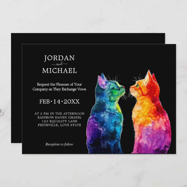 🌈 LGBTQ Purrfectly Yours Invitation (Front/Back)