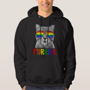 Lgbtq Purride Ally Gay Pride Rainbow Flag Cat Kitt Hoodie