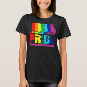 Lgbtq Purride Ally Gay Pride Rainbow Flag Cat Kitt T-Shirt