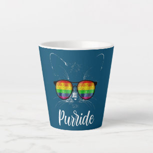 LGBTQ Purride Cat Gay Pride Rainbow Sunglasses Latte Mug