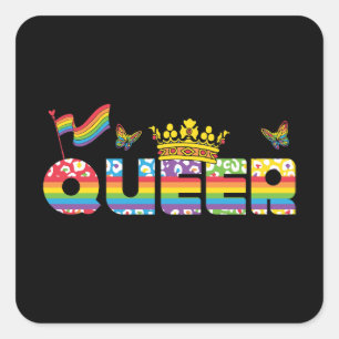 LGBTQ - Queer - Rainbow Colour Square Sticker