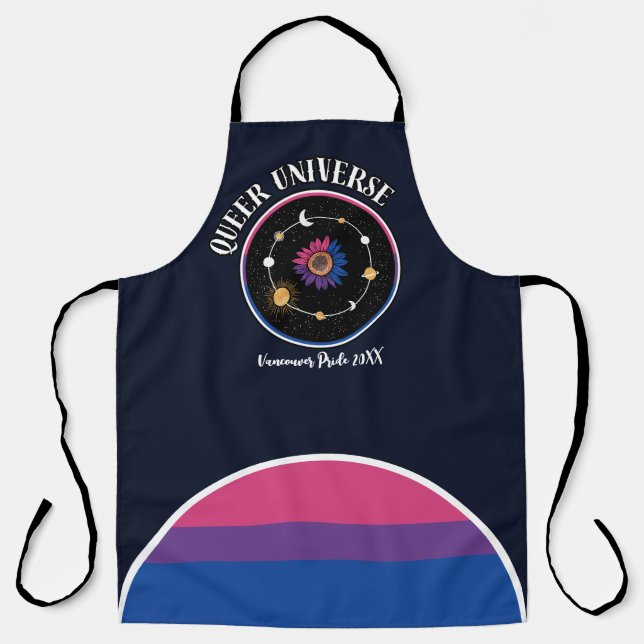 LGBTQ Queer Universe, Bisexual Flag Sunflower Apron (Front)