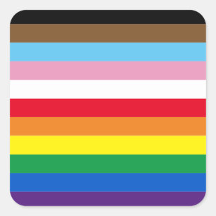 Lgbtq rainbow 11 stripes inclusive gay pride flag square sticker