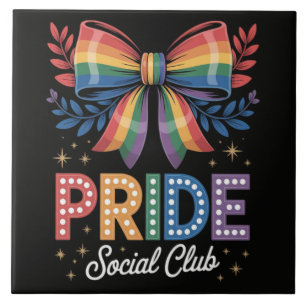 LGBTQ Rainbow Bow Ceramic Tile