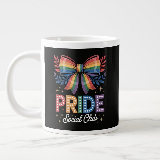 LGBTQ Rainbow Bow Large Coffee Mug (Left)