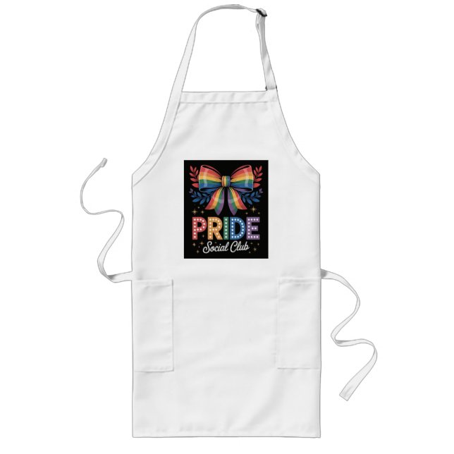 LGBTQ Rainbow Bow Long Apron (Front)