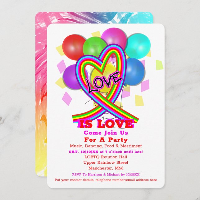  LGBTQ Rainbow Celebration Pride Party Invitation (Front/Back)