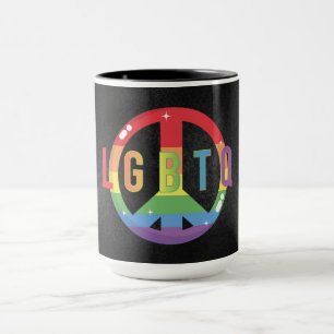 LGBTQ - Rainbow Coloured Peace Symbol Mug