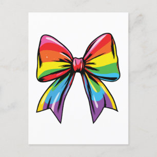 Lgbtq rainbow colours bow holiday postcard