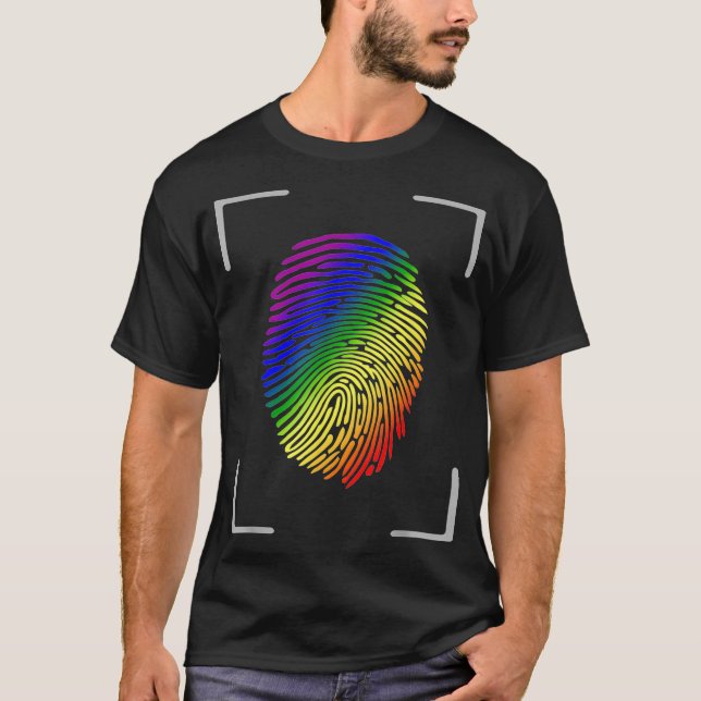 LGBTQ Rainbow Flag Fingerprint Gay Pride Month LGB T-Shirt (Front)