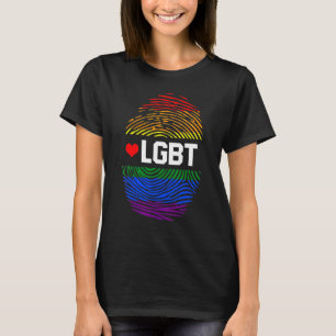 Lgbtq Rainbow Flag Fingerprint Gay Pride Month Lgb T-Shirt
