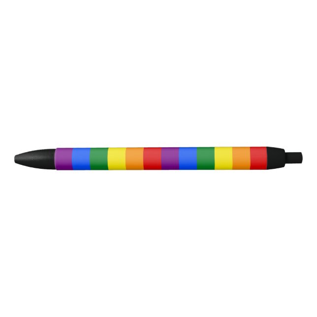 LGBTQ+ Rainbow Flag Stripes for Pride Month -  Black Ink Pen (Front)