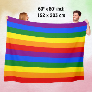 LGBTQ+ Rainbow Flag Stripes for Pride Month -  Fleece Blanket