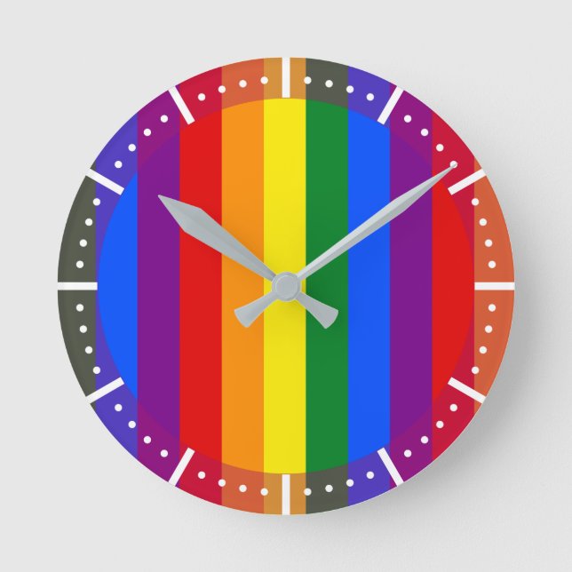 LGBTQ+ Rainbow Flag Stripes for Pride Month -  Round Clock (Front)