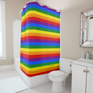 LGBTQ+ Rainbow Flag Stripes for Pride Month - Shower Curtain