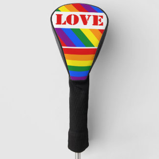 LGBTQ+ Rainbow Flag with Love for Pride Month - Golf Head Cover