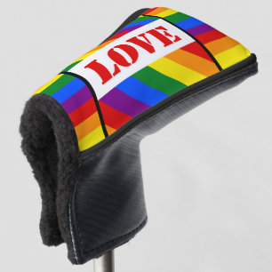 LGBTQ+ Rainbow Flag with Love for Pride Month - Golf Head Cover