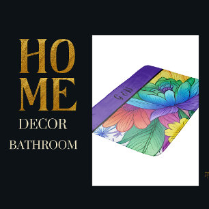 lgbtq rainbow floral bath mat
