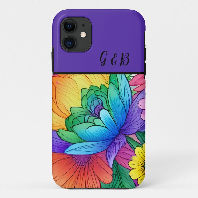 lgbtq rainbow floral Case-Mate iPhone case (Back)
