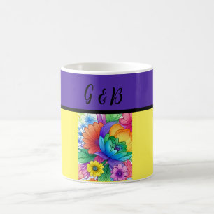 lgbtq rainbow floral coffee mug