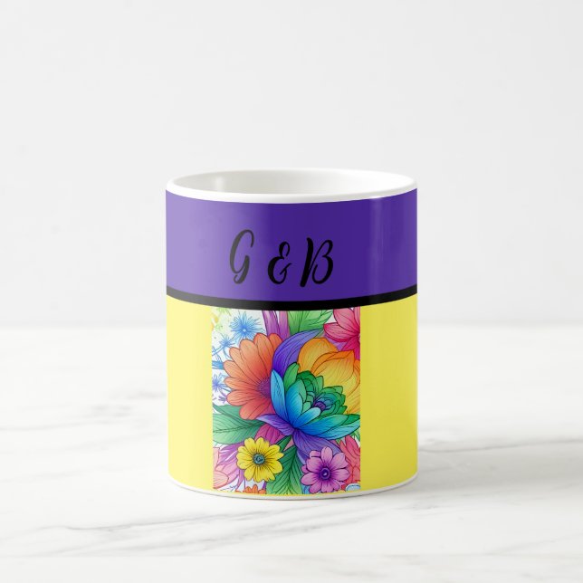 lgbtq rainbow floral coffee mug (Center)