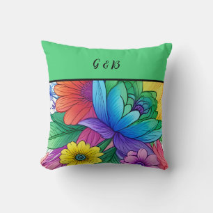 lgbtq rainbow floral cushion