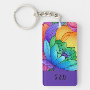 lgbtq rainbow floral key ring
